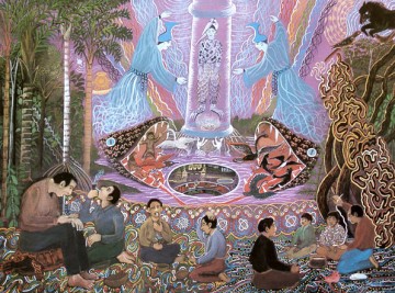 a visionary painting from the book called Ayahuasca Visions: The Religious Iconography of a Peruvian Shaman by Eduardo Luna and Pablo Amaringo