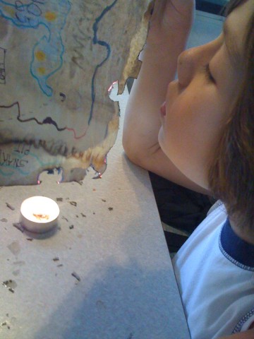 Treasure map making by lemon juice and candle flame Treasure map making by lemon juice and candle flame