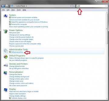 Local Group Policy Editor in Control Panel