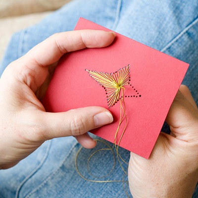 Star Stitched Christmas Card