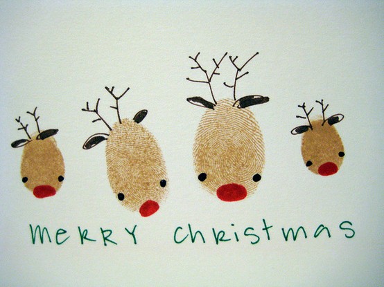 Thumbprint Art Christmas Homemade Card