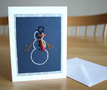Stitched Snowman Christmas Card