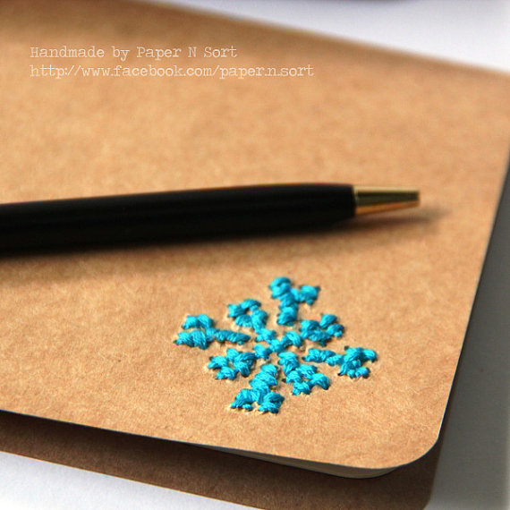 Cross Stitch Card - Handmade Card - PEACE JOY LOVE