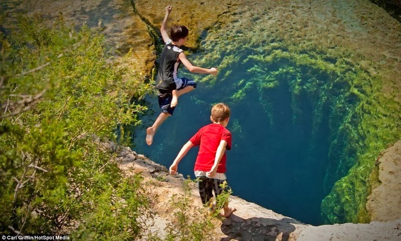 Jumping into Jacob's Well, Texas